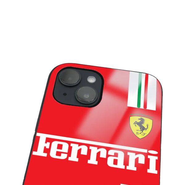 iPhone 14 Tamperli Glossy Cam Kapak - Ferrari