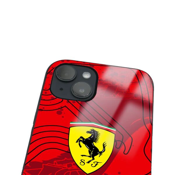 iPhone 14 Tamperli Glossy Cam Kapak - Ferrari 5