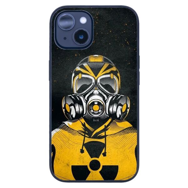 iPhone 14 Tamperli Glossy Cam Kapak - Gas Mask 2