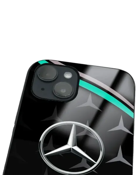 iPhone 14 Tamperli Glossy Cam Kapak - Mercedes 1