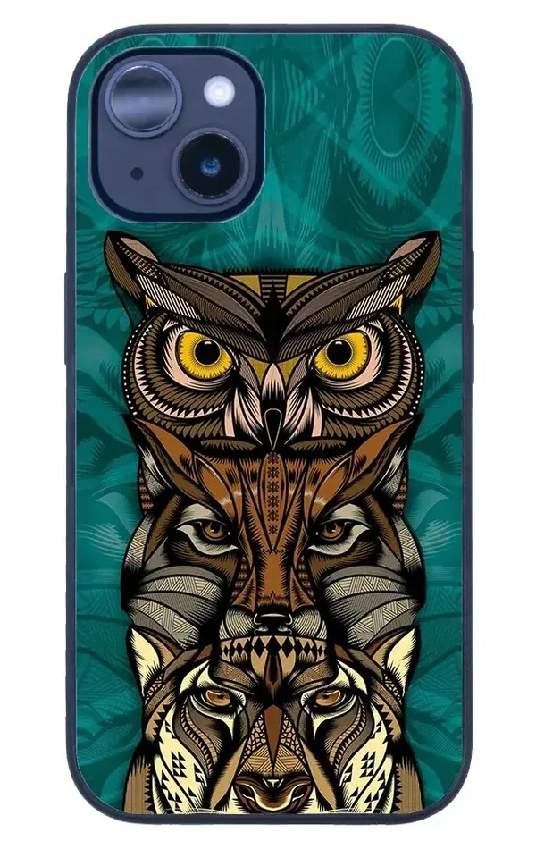 iPhone 14 Tamperli Glossy Cam Kapak - Owl