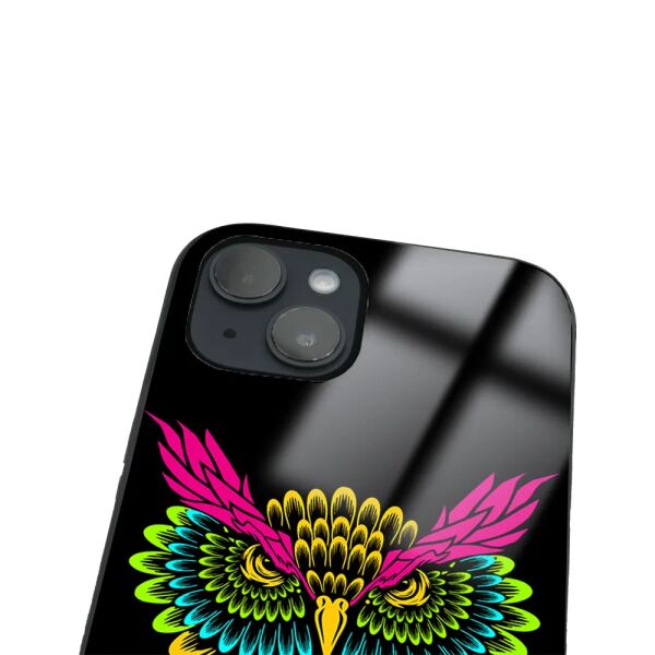 iPhone 14 Tamperli Glossy Cam Kapak - Owl 2