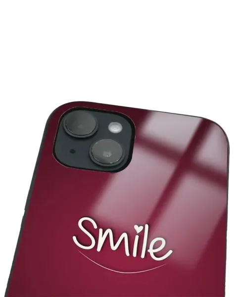 iPhone 14 Tamperli Glossy Cam Kapak - Smile