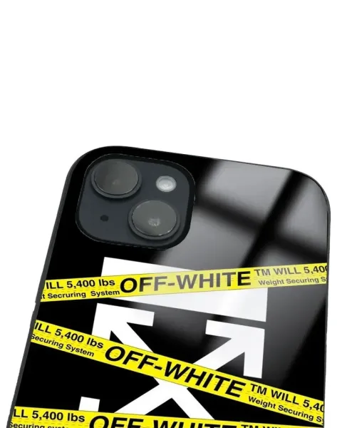 iPhone 14 Tamperli Glossy Cam Kapak - Sticker Off White 2