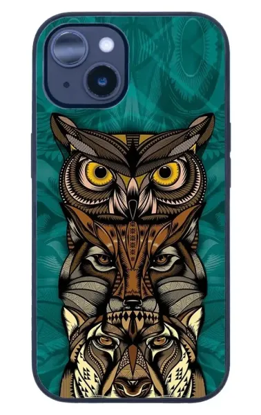 iPhone 14 Plus Tamperli Glossy Cam Kapak - Owl