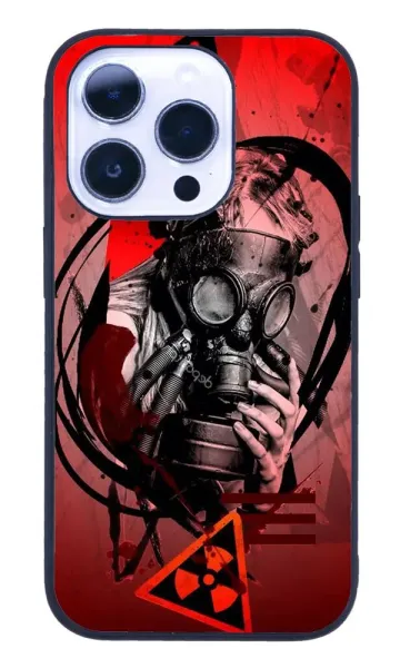 iPhone 14 Pro Tamperli Glossy Cam Kapak - Gas Mask