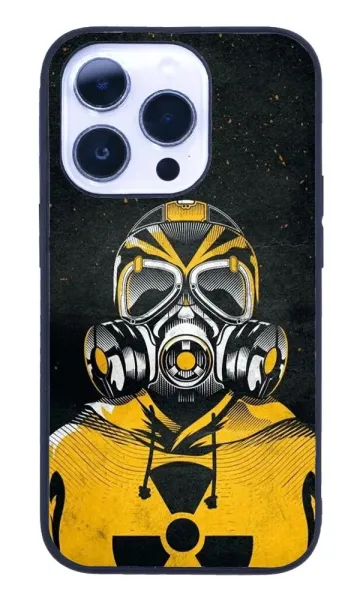 iPhone 14 Pro Tamperli Glossy Cam Kapak - Gas Mask 2