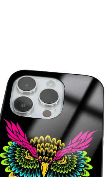 iPhone 14 Pro Tamperli Glossy Cam Kapak - Owl 2