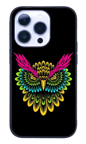 iPhone 14 Pro Tamperli Glossy Cam Kapak - Owl 2