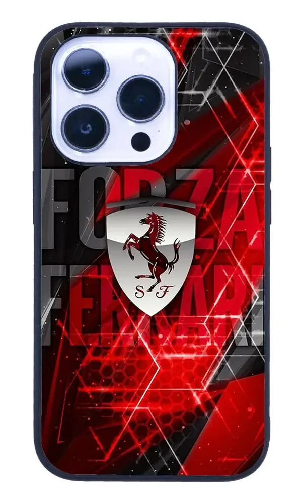 iPhone 14 Pro Max Tamperli Glossy Cam Kapak - Ferrari 1