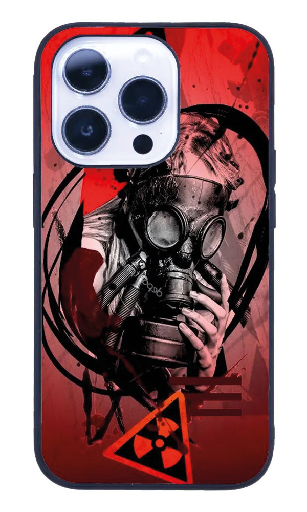 iPhone 14 Pro Max Tamperli Glossy Cam Kapak - Gas Mask