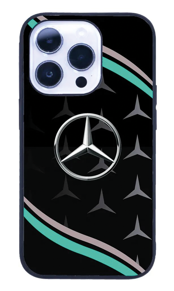 iPhone 14 Pro Max Tamperli Glossy Cam Kapak - Mercedes 1