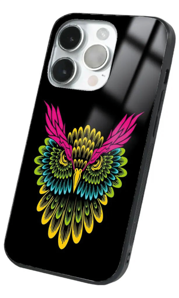 iPhone 14 Pro Max Tamperli Glossy Cam Kapak - Owl 2