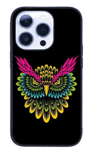 iPhone 14 Pro Max Tamperli Glossy Cam Kapak - Owl 2