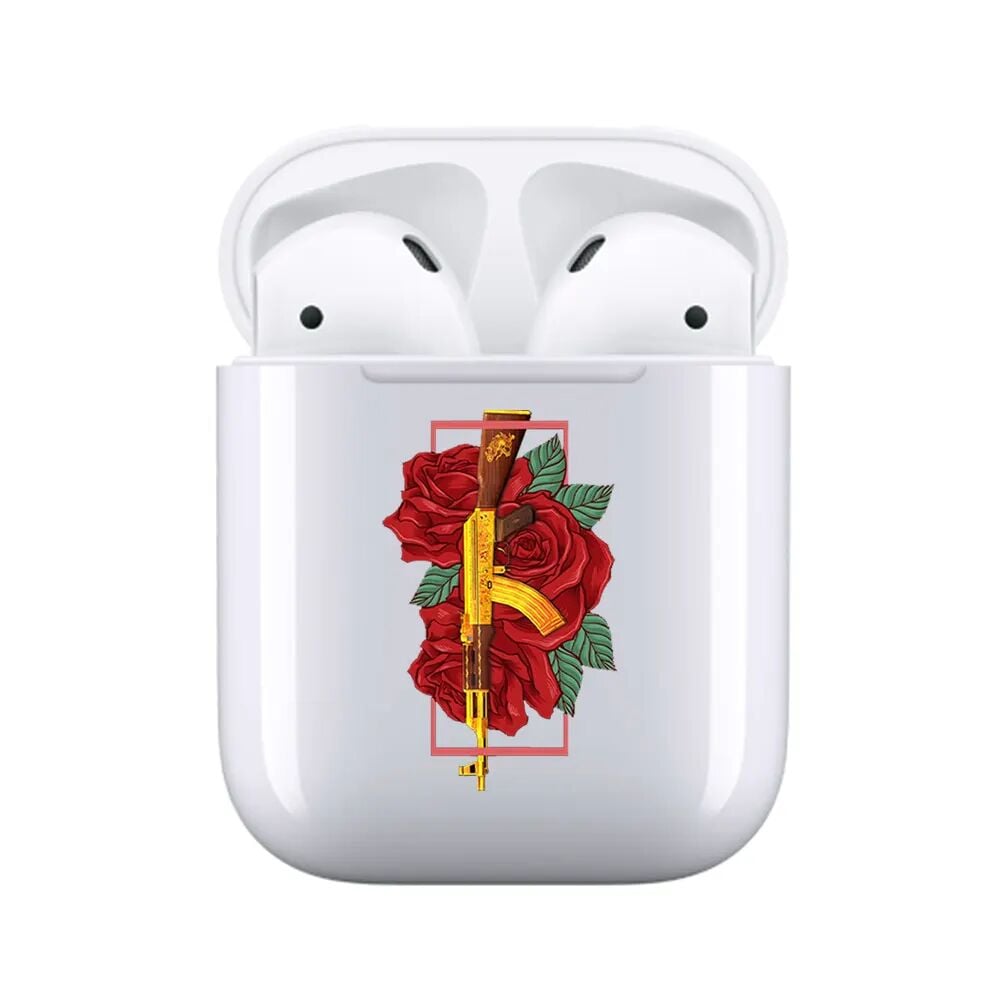 Airpods 1-2 Şeffaf Kılıf Golden Gun